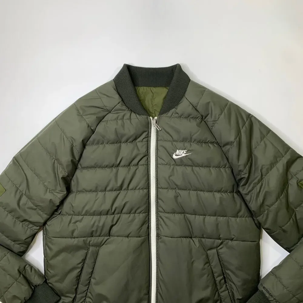 Nike Jacket Mens M Medium Army Green Sportswear Therma Legacy Reversible Bomber